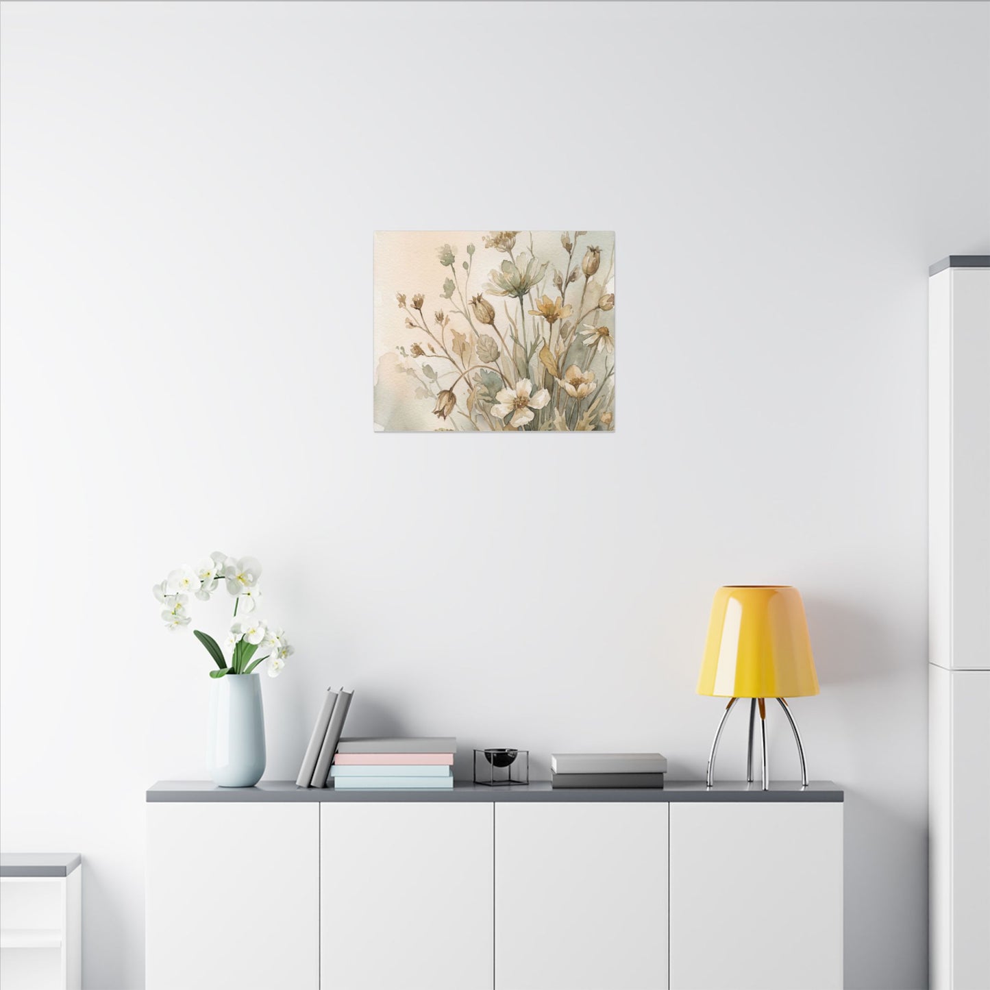 Summer Dried Flowers Watercolor Canvas Art | Elegant Decor