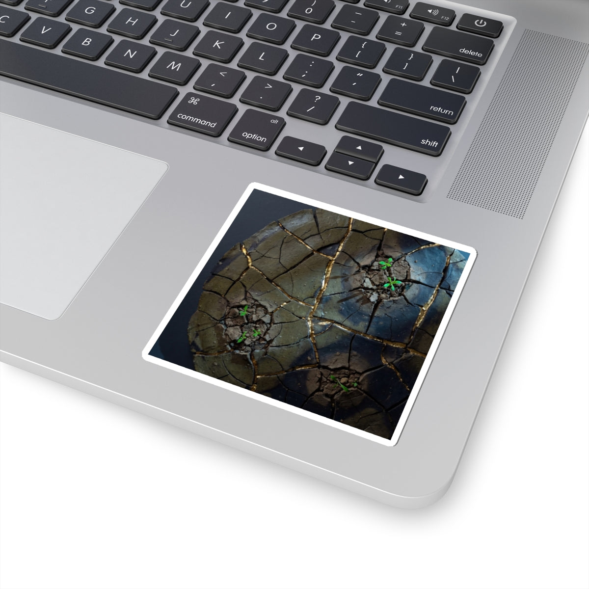 Cracked Earth Moody Minimal Sticker | Luxurious Dark Japandi Art