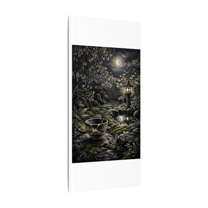 Kintsugi Moonlit Garden in Dappled | Gold Repair Canvas Art