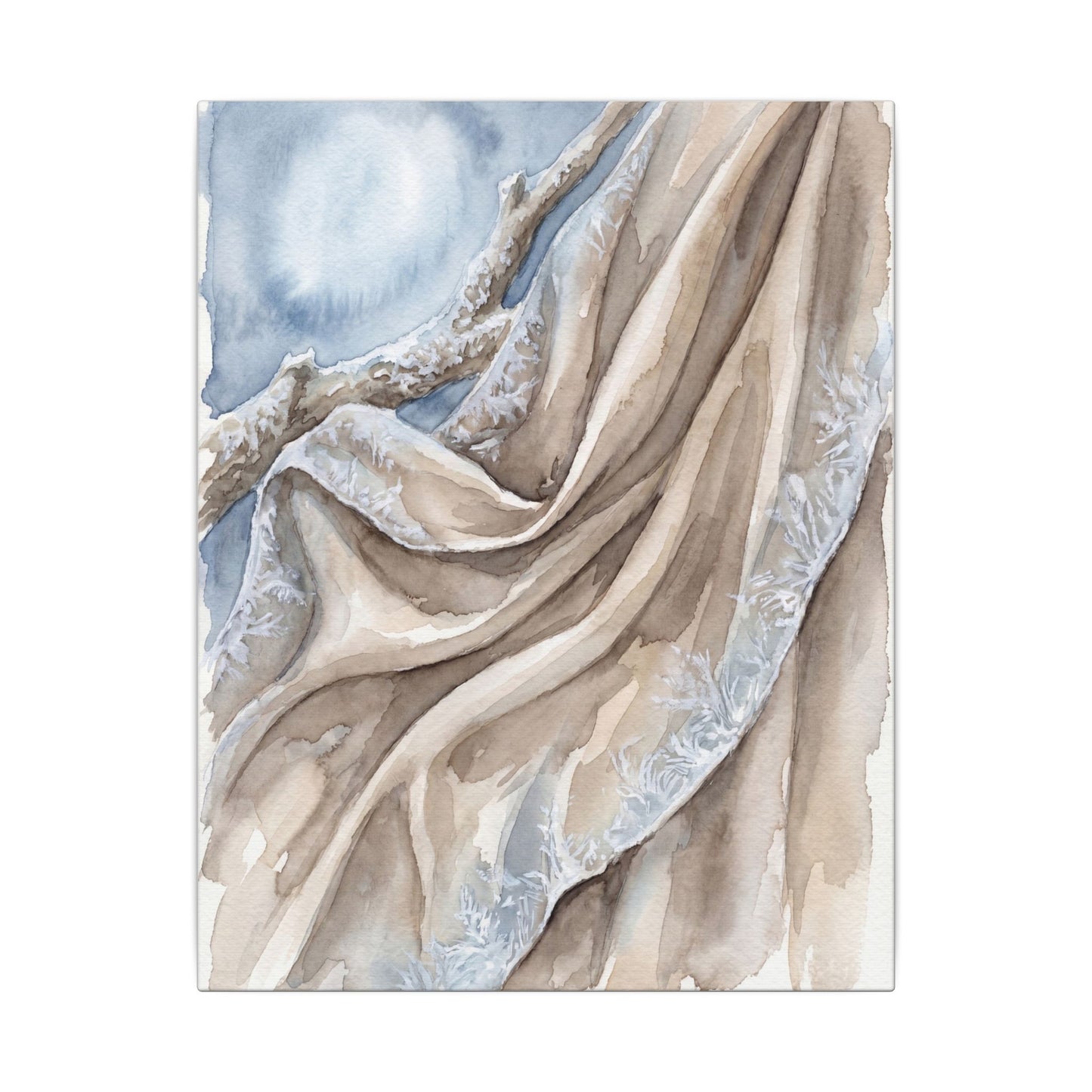 Silk Drape Winter Canvas Art | Japandi Cozy Design