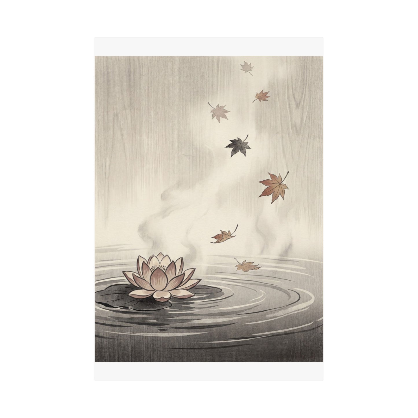 Lotus Flower Wall Art Print | Autumn Zen Ukiyo E Inspired Art