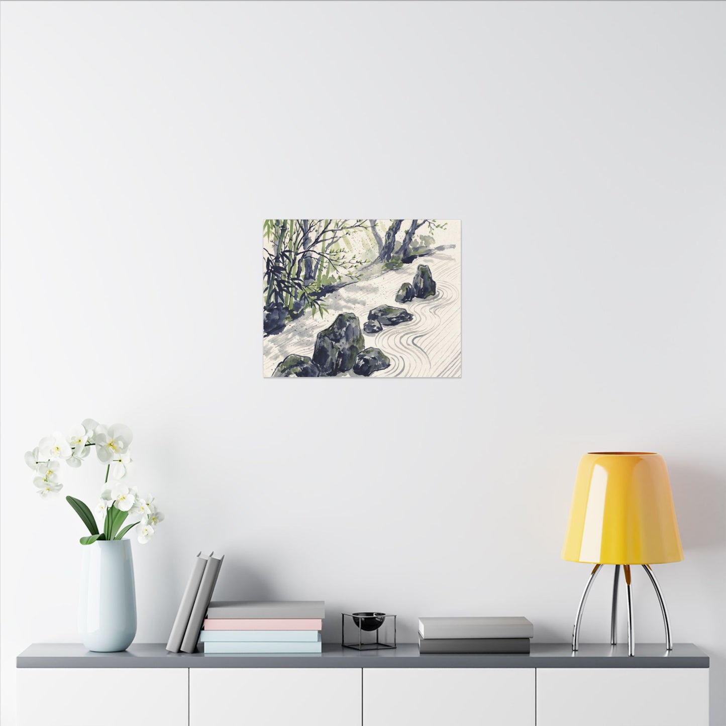 Dappled Rock Garden Canvas Art - Zen Mono No Aware