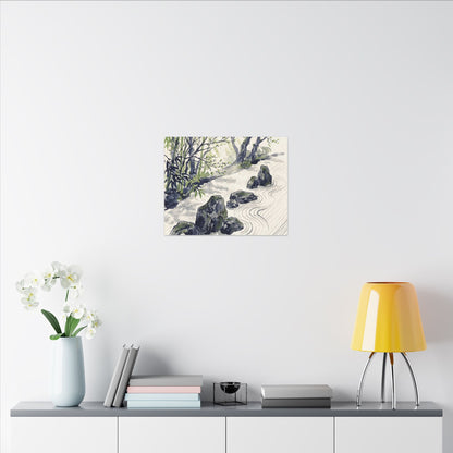Dappled Rock Garden Canvas Art - Zen Mono No Aware