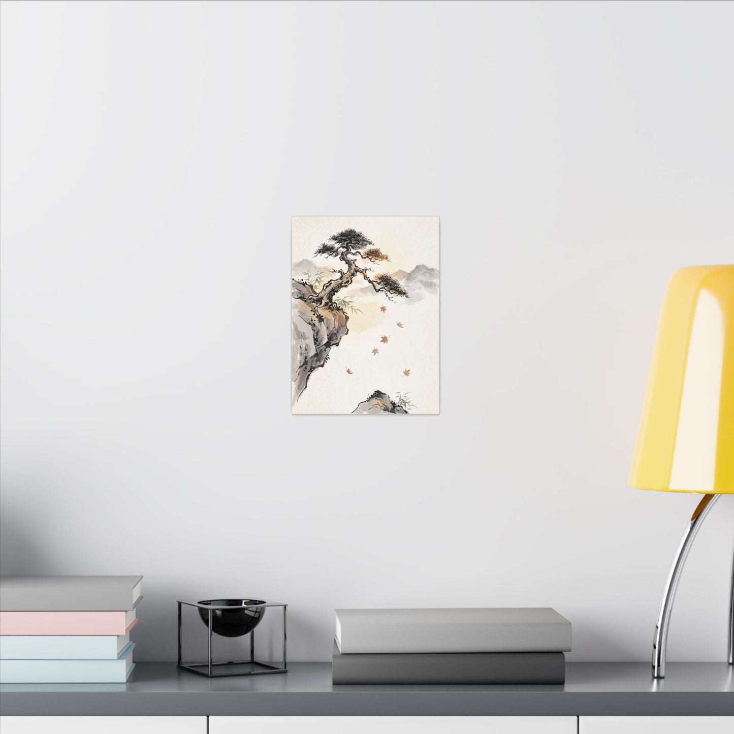 Peaceful Pine Tree Canvas Art - Sumi E Zen