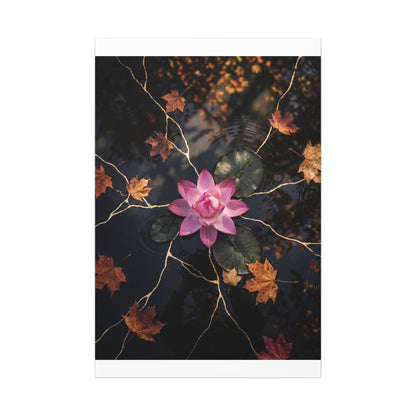 Ma Lotus Flower Canvas Art - Kintsugi Gold Vein