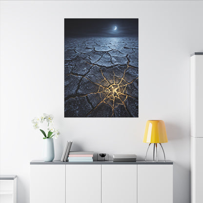 Moonlight Cracked Earth Canvas Art - Kintsugi Mono No Aware