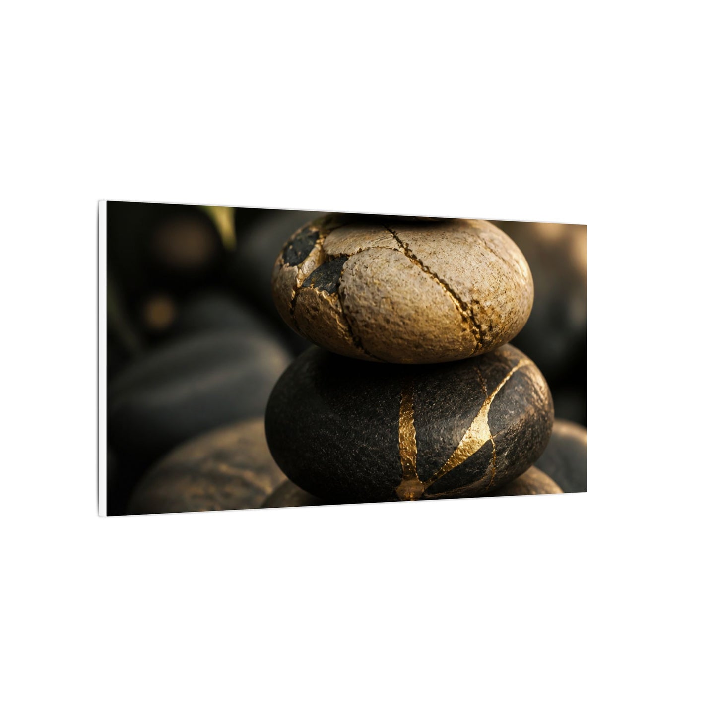 Summer River Stones Broken Beauty Canvas Art | Healing Decor