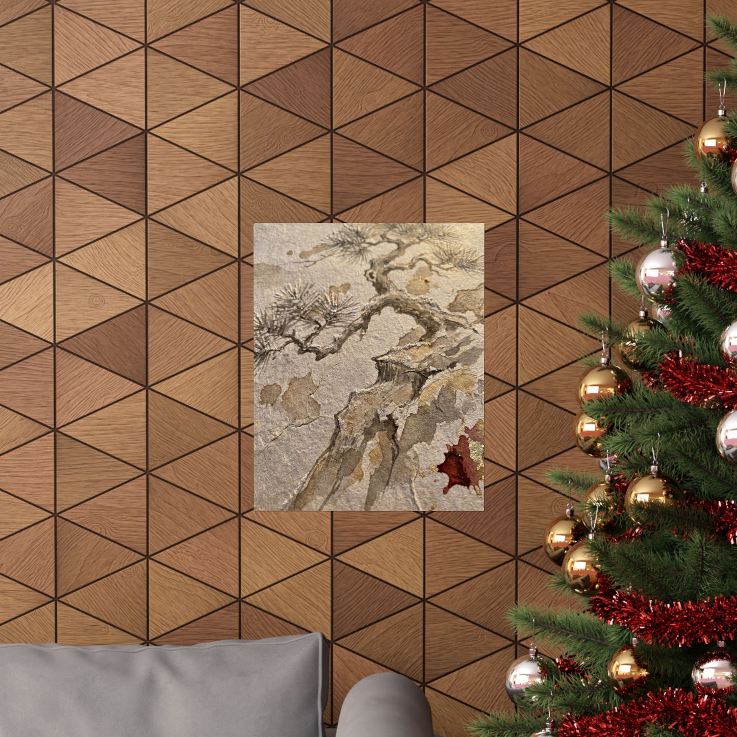 Pine Tree Winter Wall Art Print | Japandi Elegant Design