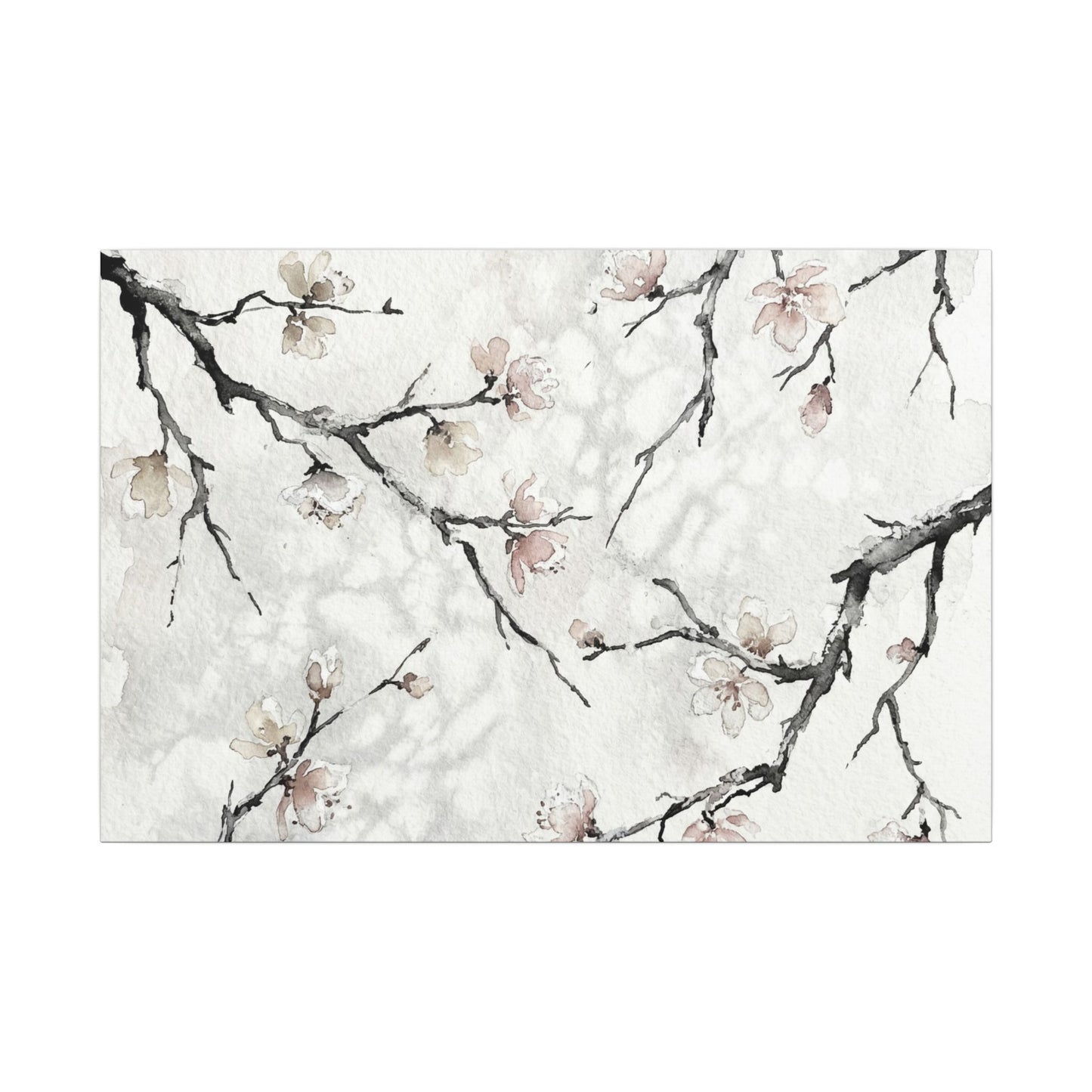 Cherry Blossom Canvas Art | Winter Japandi Watercolor Art Art Print