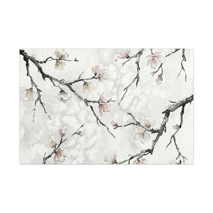 Cherry Blossom Canvas Art | Winter Japandi Watercolor Art Art Print