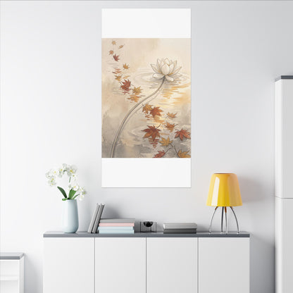 Lotus Flower Canvas Art | Autumn Japandi Minimal Line Art