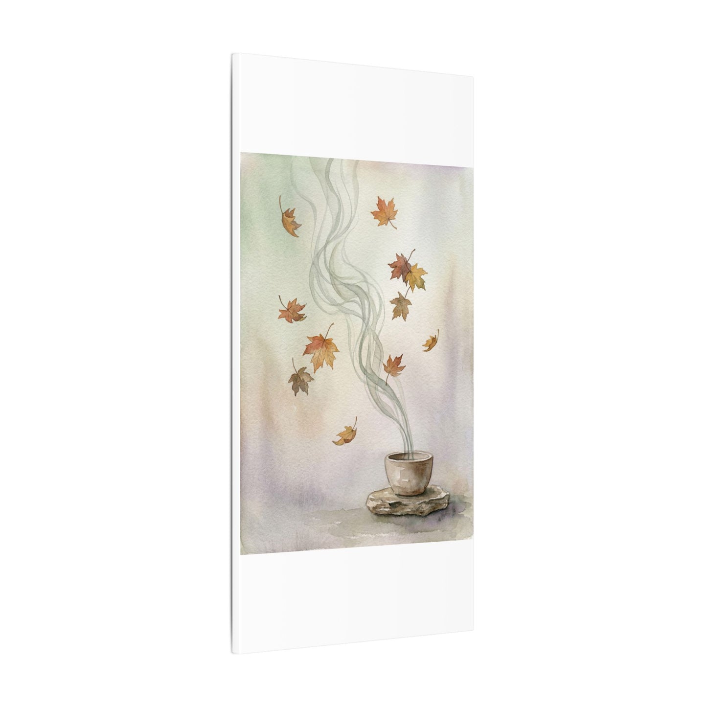 Incense Smoke Canvas Art | Autumn Japandi Watercolor Art