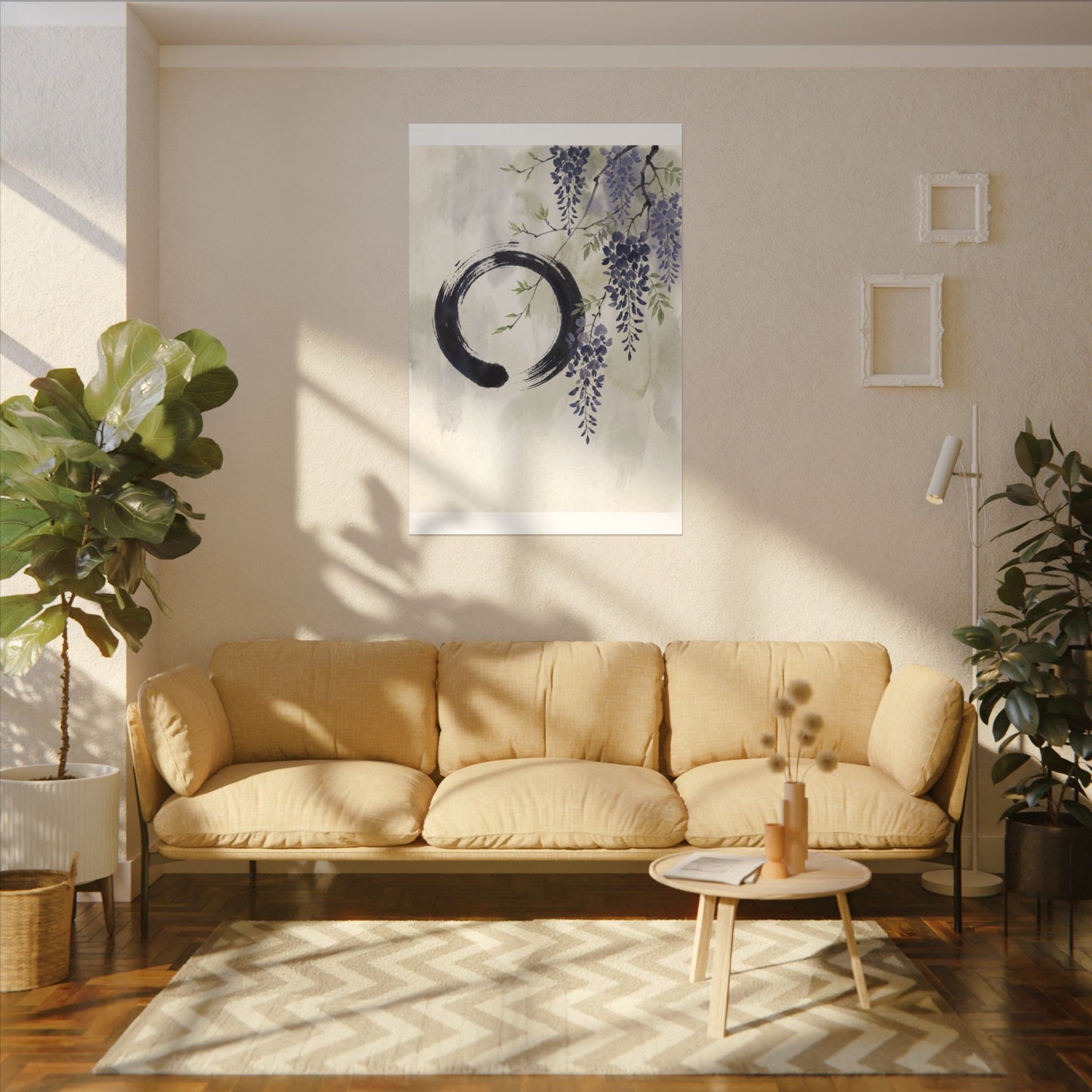 Wisteria Enso Canvas Art | Serene Zen Art