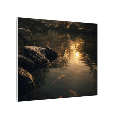 Winter Koi Pond Shadow Zen Canvas Art | Bold Decor
