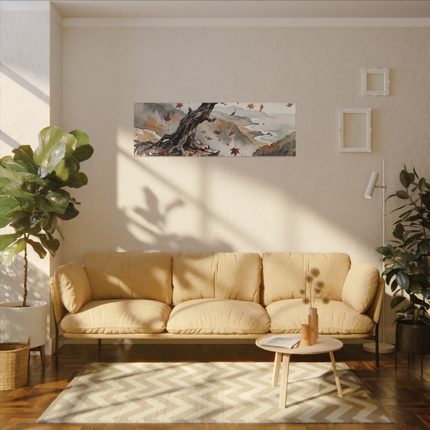 Autumn Pine Tree Watercolor Canvas Art | Warm Decor