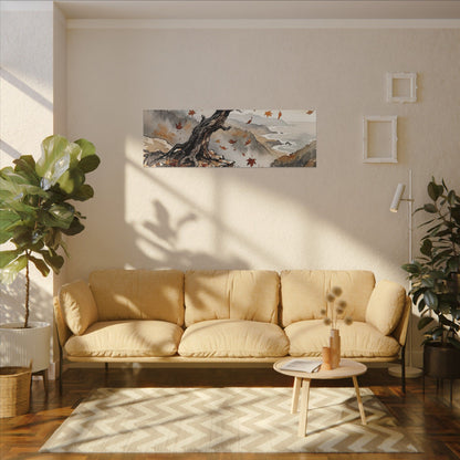 Autumn Pine Tree Watercolor Canvas Art | Warm Decor