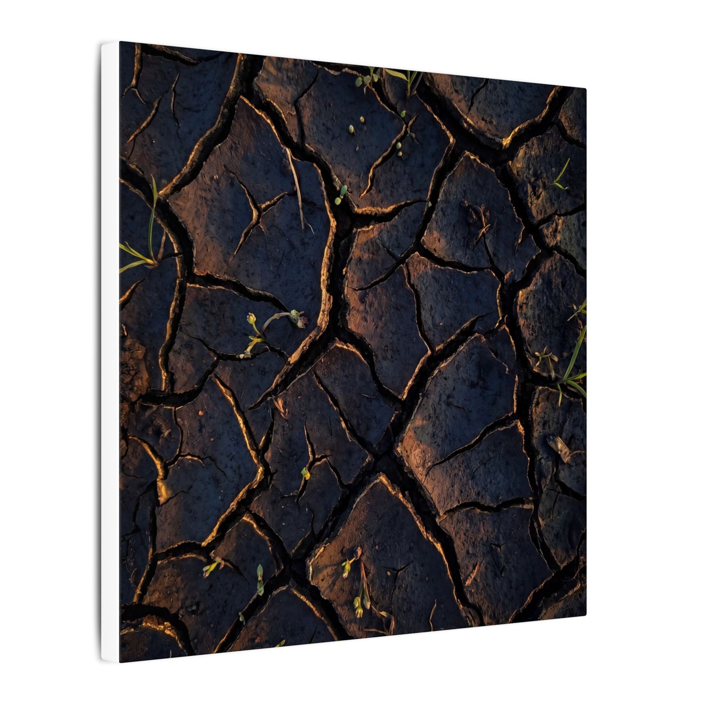 Cracked Earth Moody Minimal Canvas Art | Luxurious Dark Japandi Art
