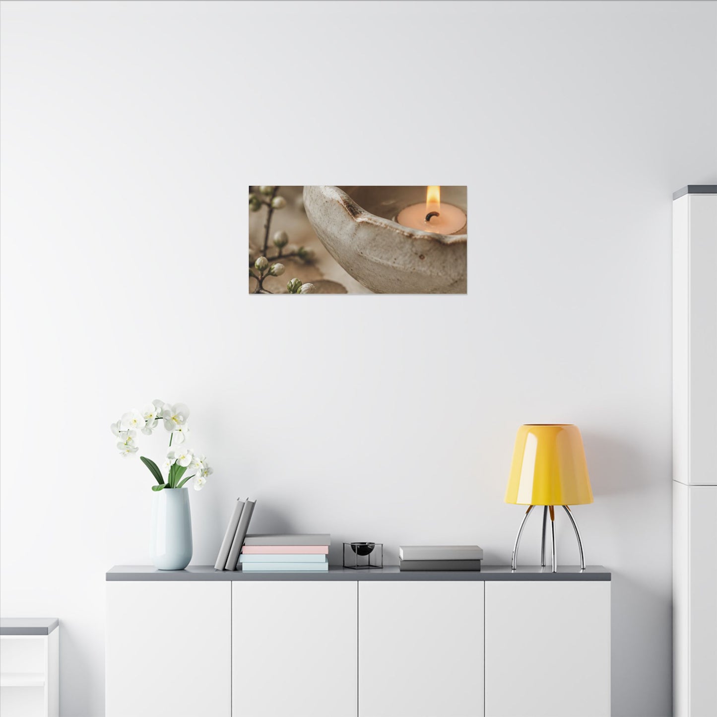 Kanso Ceramic Bowl Canvas Art - Japandi Watercolor
