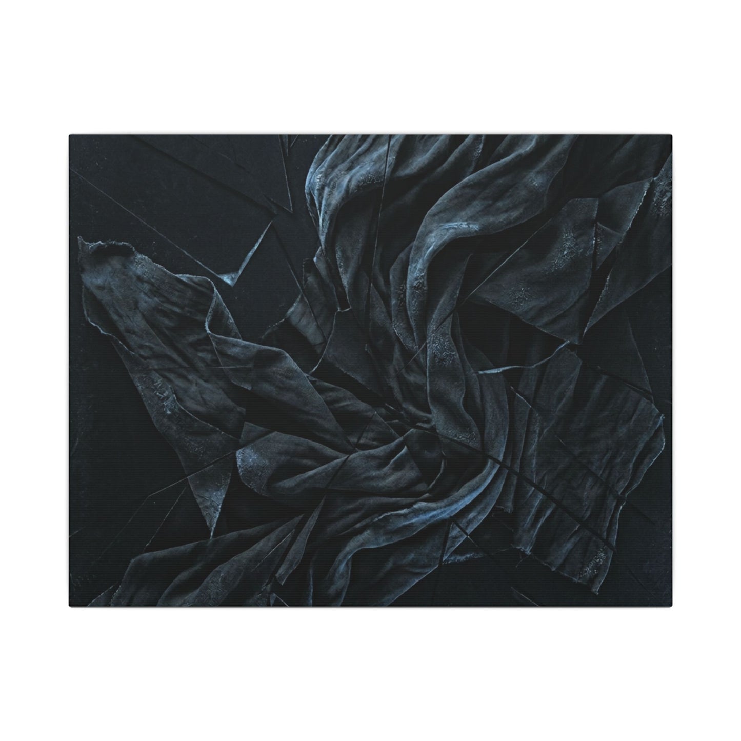 Dark Japandi Silk Drape in Moonlight | Moody Minimal Canvas Art
