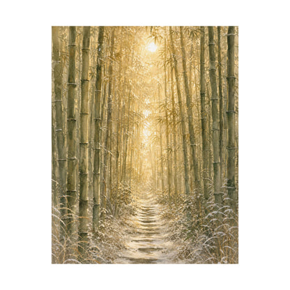 Japandi Bamboo Grove in Golden Hour | Watercolor Wall Art Print