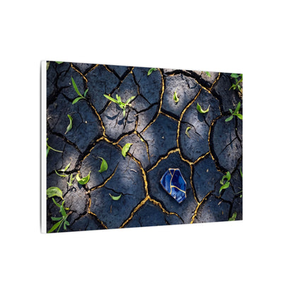 Cracked Earth Canvas Art | Spring Dark Japandi Moody Minimal Art