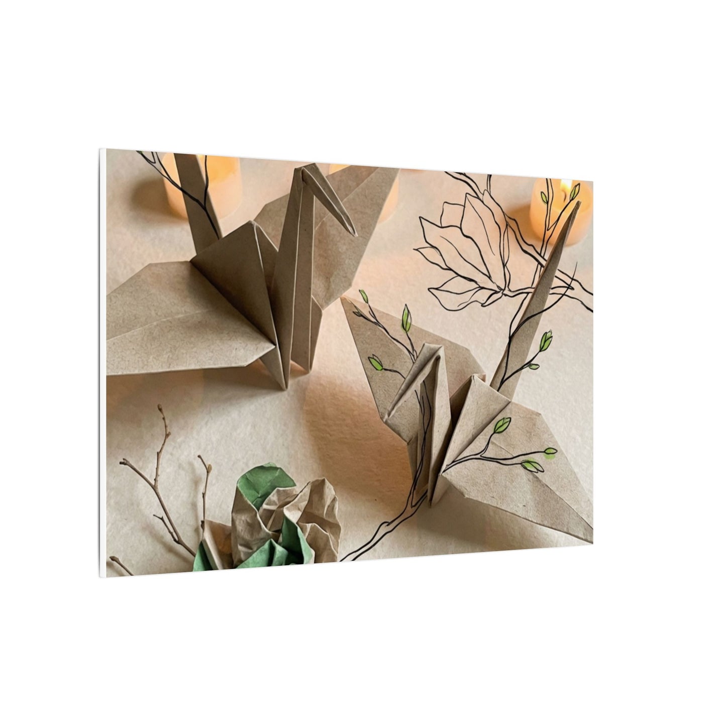Paper Fold Spring Canvas Art | Japandi Earthy Design