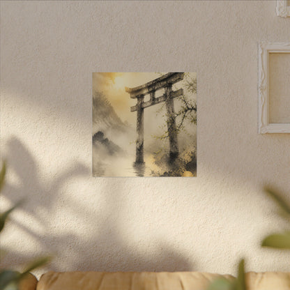 Spring Torii Gate Sumi E Canvas Art | Tranquil Decor