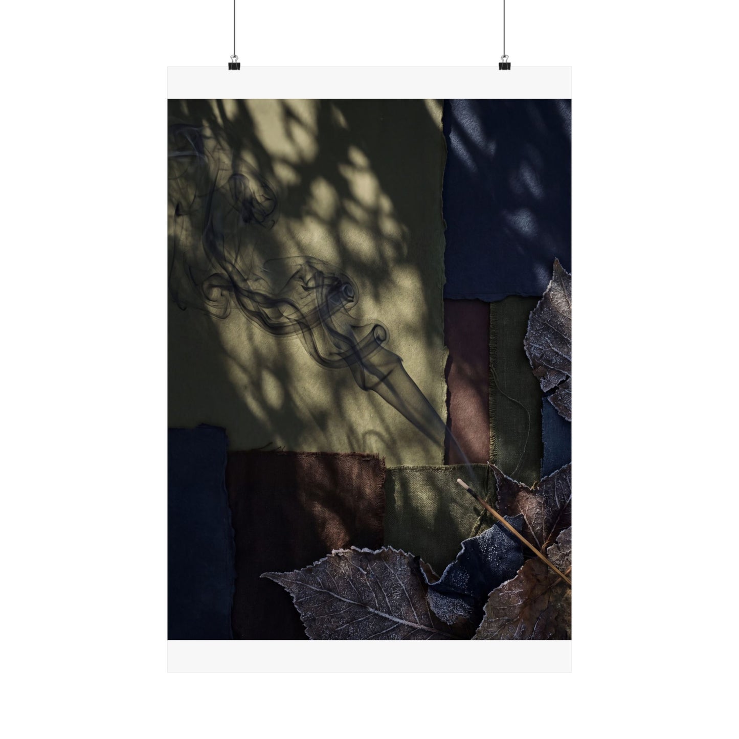 Atmospheric Incense Smoke Wall Art Print - Dark Texture Dark Japandi