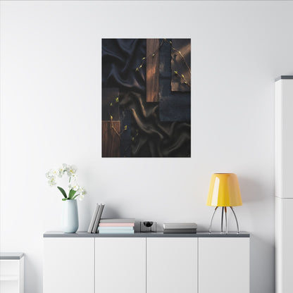 Silk Drape Spring Canvas Art | Dark Japandi Moody Design