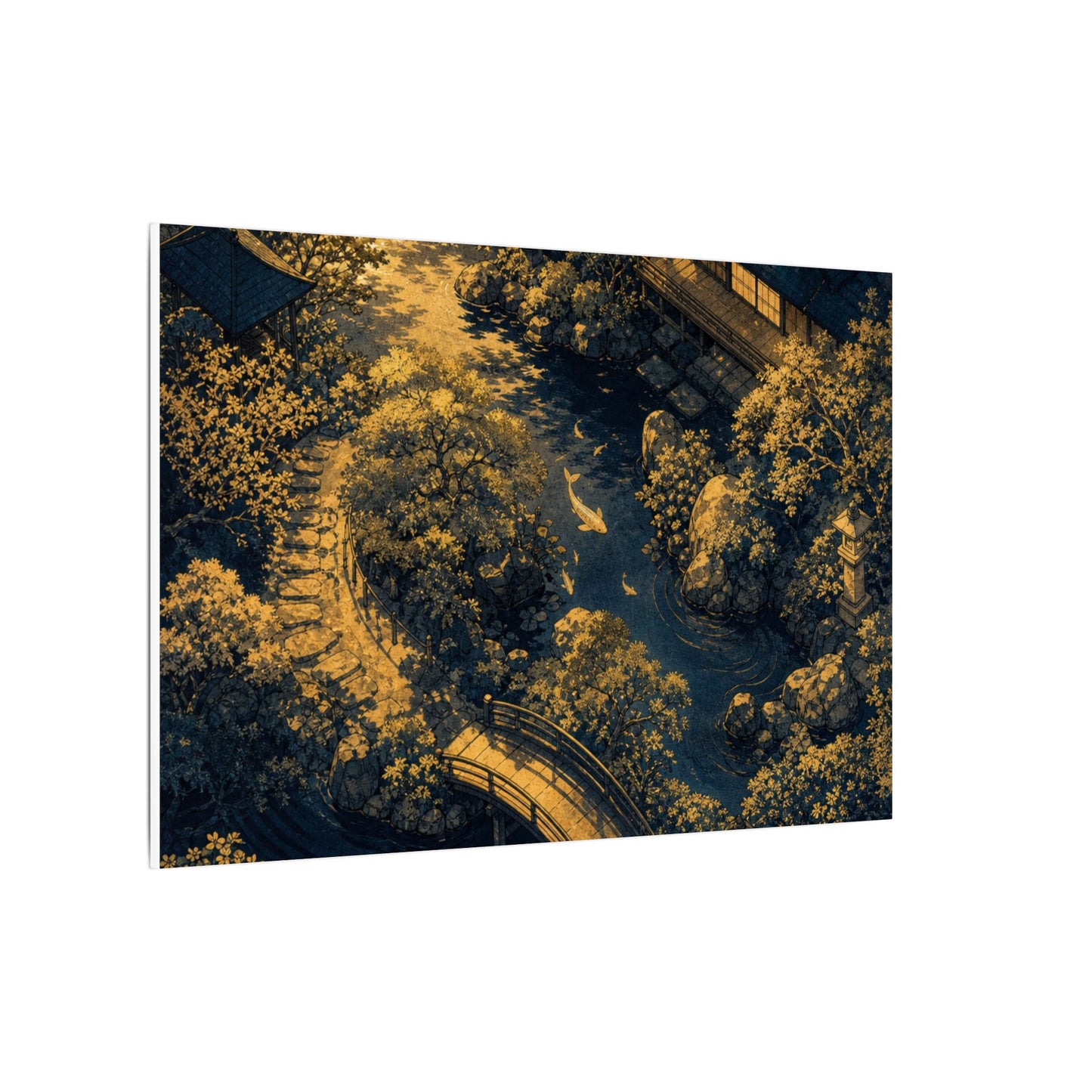 Contemplative Moonlit Garden Canvas Art - Ukiyo E Inspired Zen