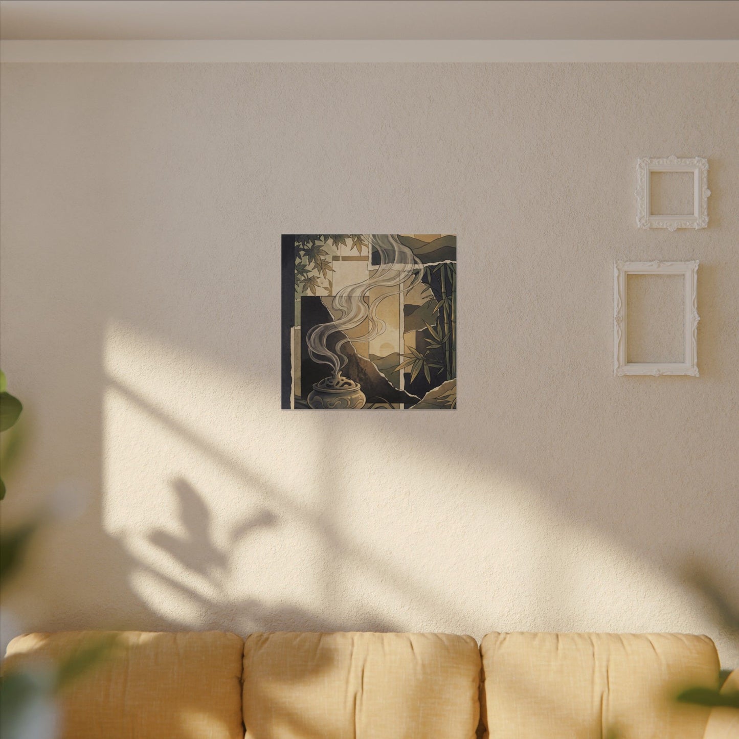 Tranquil Incense Smoke Canvas Art - Ukiyo E Inspired Zen