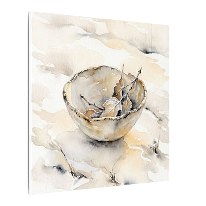 Ceramic Bowl Canvas Art | Winter Japandi Watercolor Art