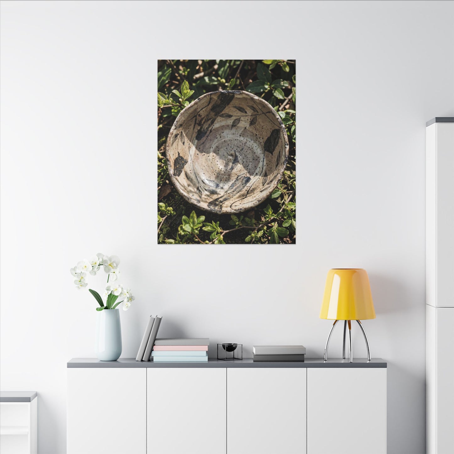 Elegant Ceramic Bowl Canvas Art - Japanese Pattern Japandi