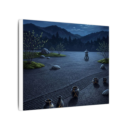 Kintsugi Moonlit Garden in Moonlight | Gold Repair Canvas Art
