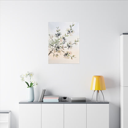 Cherry Blossom Watercolor Canvas Art | Elegant Japandi Art