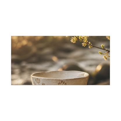 Neutral Ceramic Bowl Canvas Art - Japanese Pattern Japandi