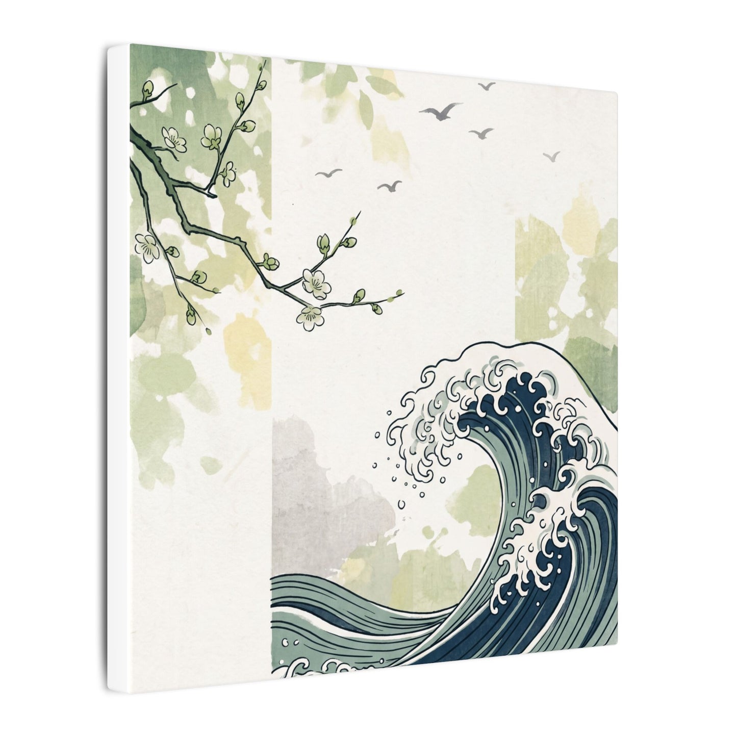 Spring Ocean Wave Ukiyo E Inspired Canvas Art | Serene Decor