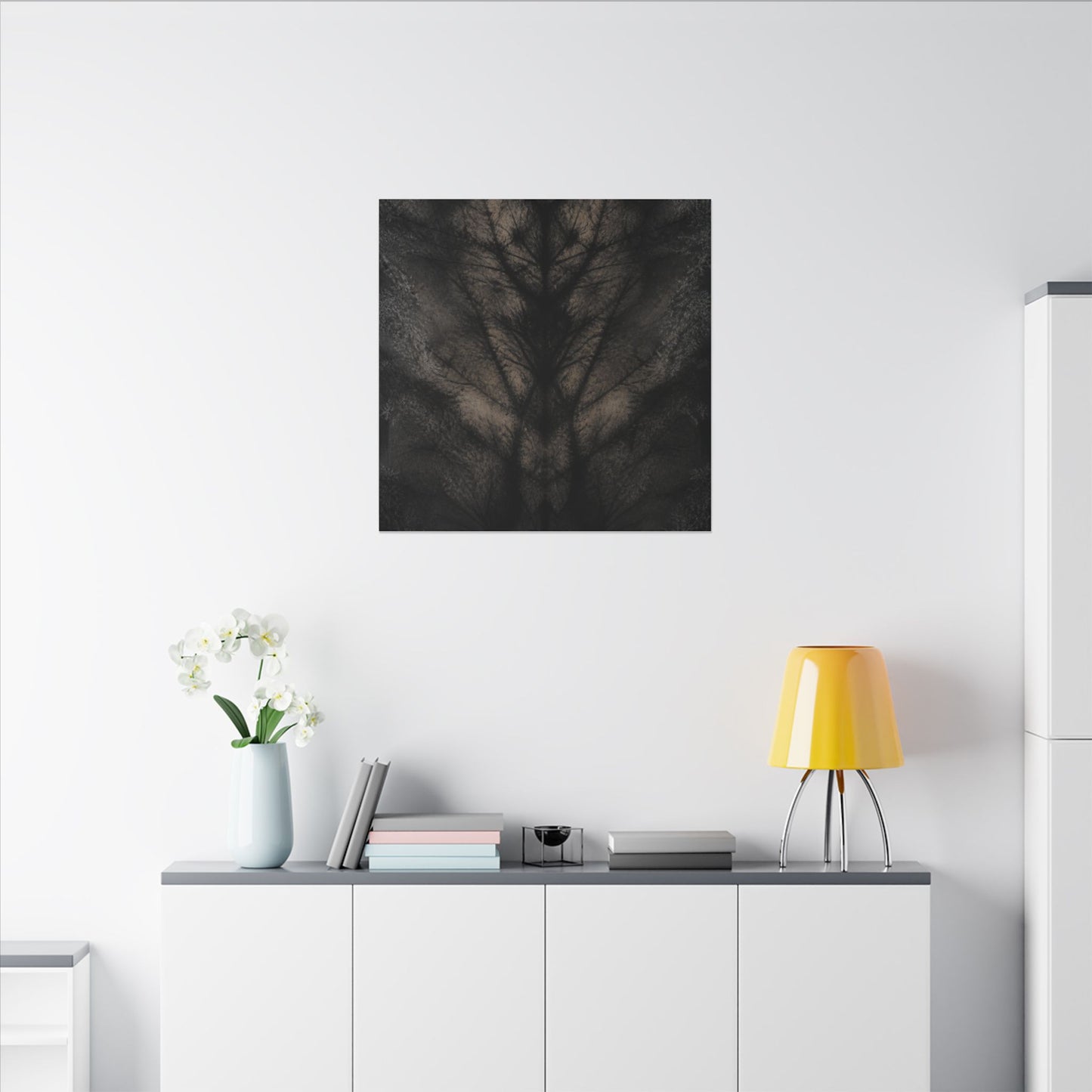 Seijaku Shadow Play Canvas Art - Dark Japandi Charcoal Ink