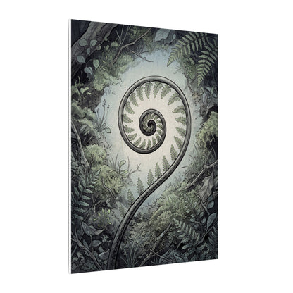 Zen Fern Unfurling in Dawn | Ukiyo E Inspired Canvas Art