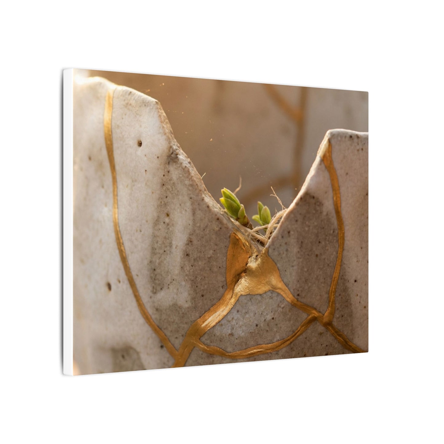 Golden Hour Broken Pottery Canvas Art - Japandi Kanso