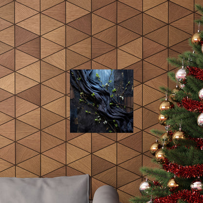 Moonlight Silk Drape Wall Art Print - Dark Japandi Datsuzoku