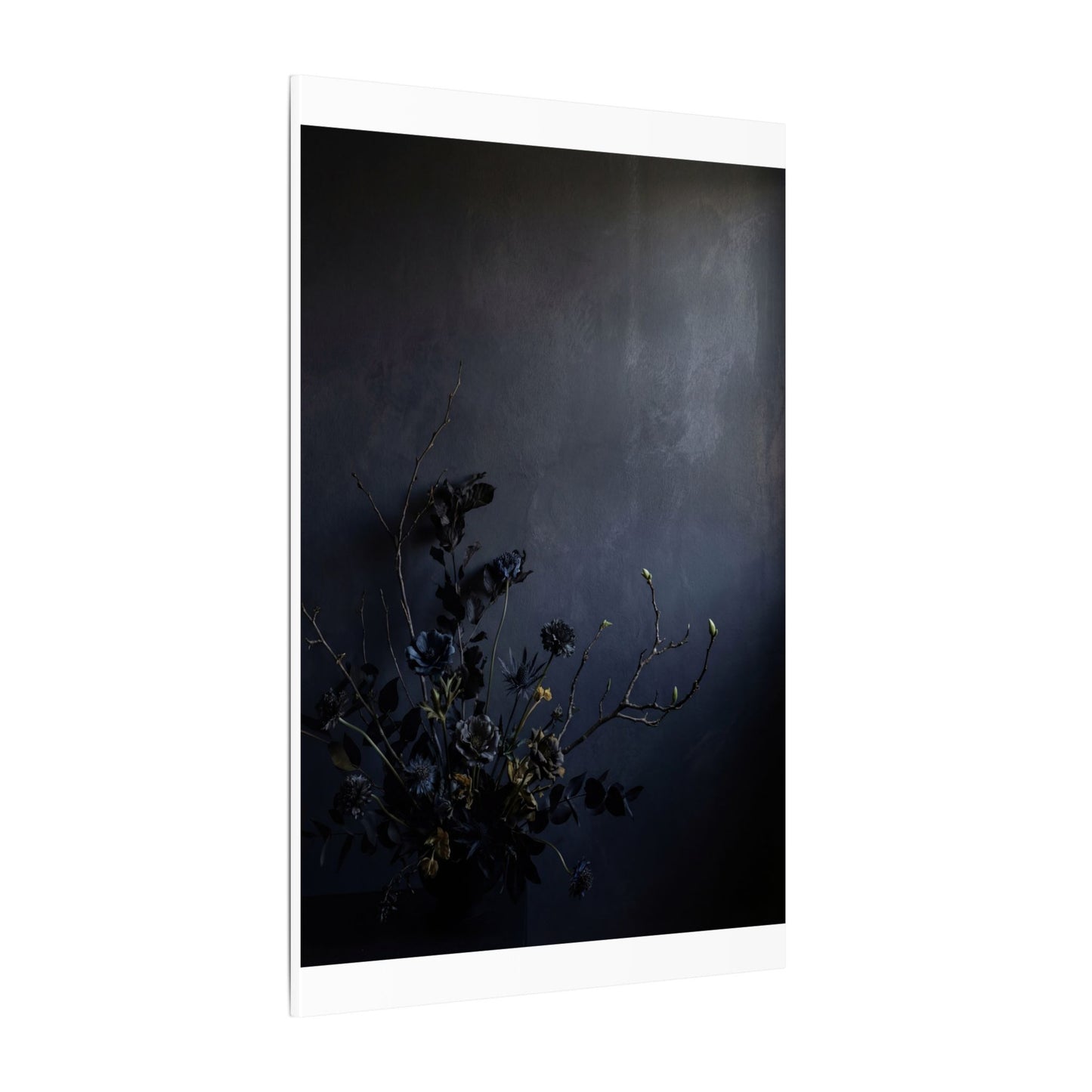 Dried Flowers Spring Canvas Art | Dark Japandi Moody Design