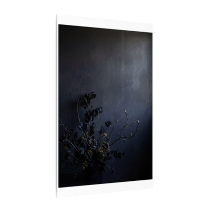 Dried Flowers Spring Canvas Art | Dark Japandi Moody Design