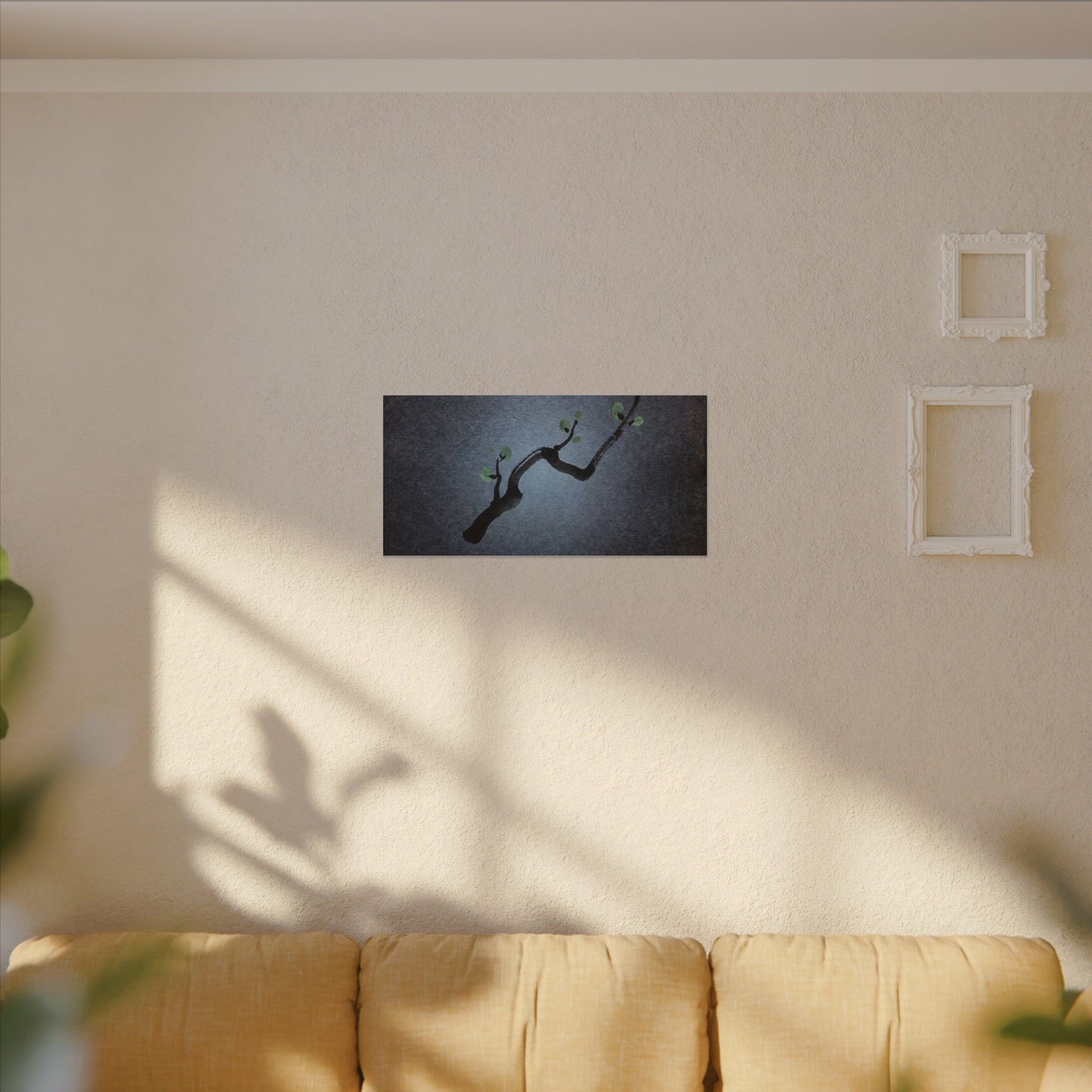 Ink Brushstroke Canvas Art | Spring Dark Japandi Moody Minimal Art