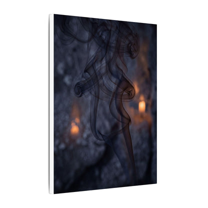 Incense Smoke Winter Canvas Art | Dark Japandi Sophisticated Design