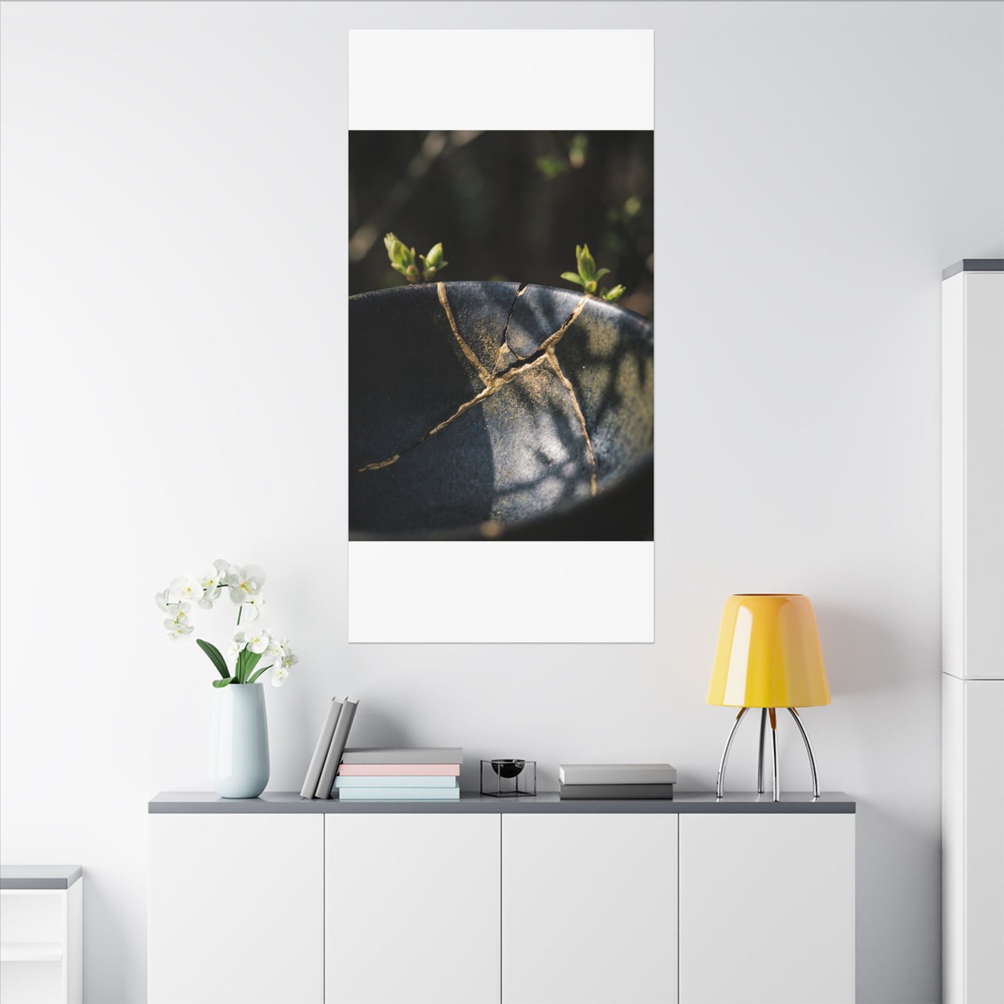 Seijaku Broken Pottery Canvas Art - Dark Japandi Shadow Zen