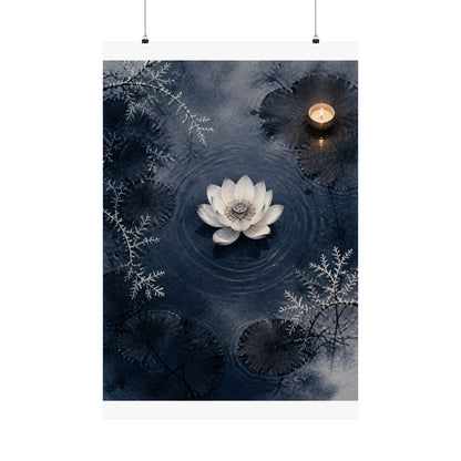 Lotus Flower Wall Art Print | Winter Zen Sumi E Art