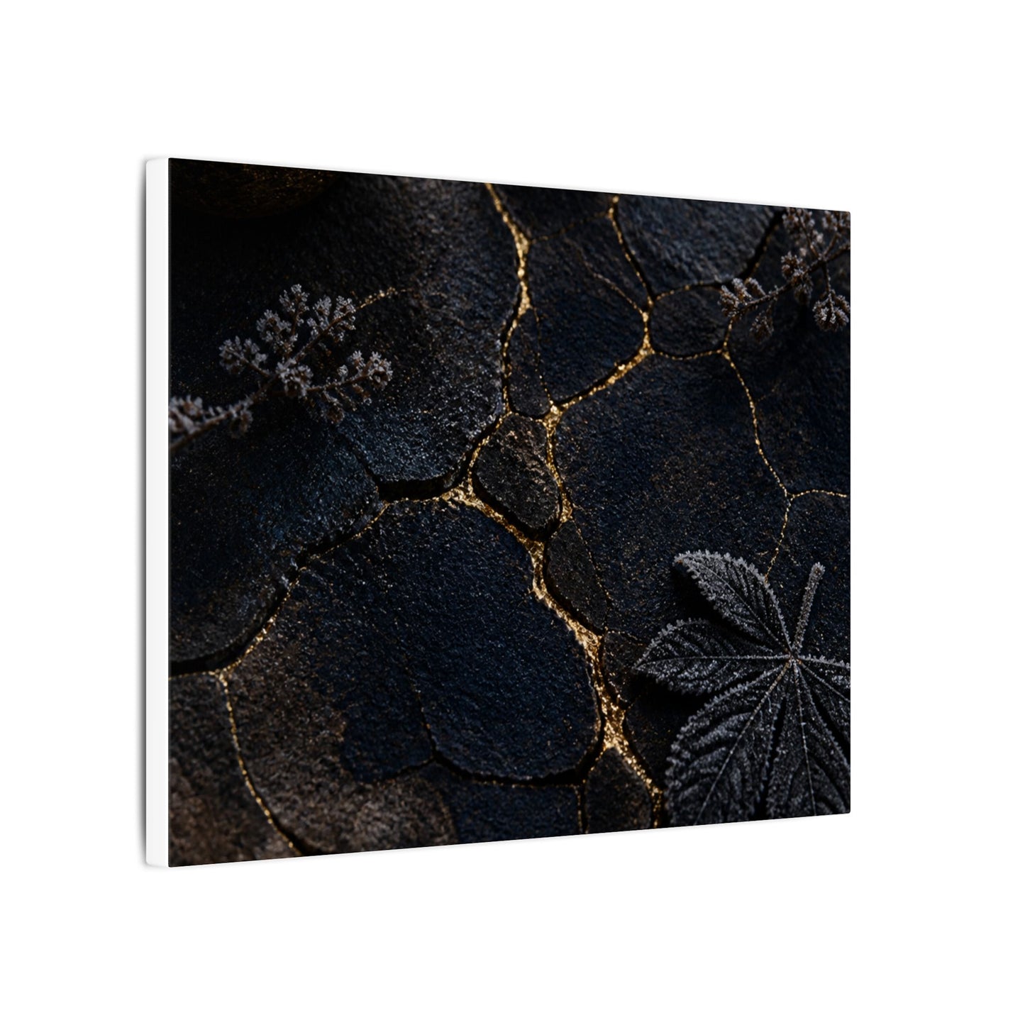 Candlelight Cracked Earth Canvas Art - Dark Japandi Ma