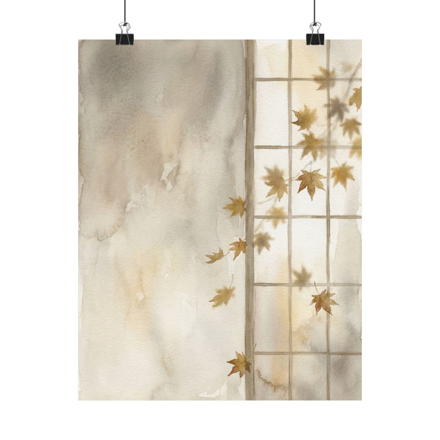Elegant Shoji Screen Wall Art Print - Watercolor Japandi