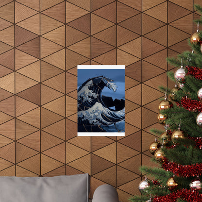 Winter Ocean Wave Gold Repair Wall Art Print | Resilient Decor